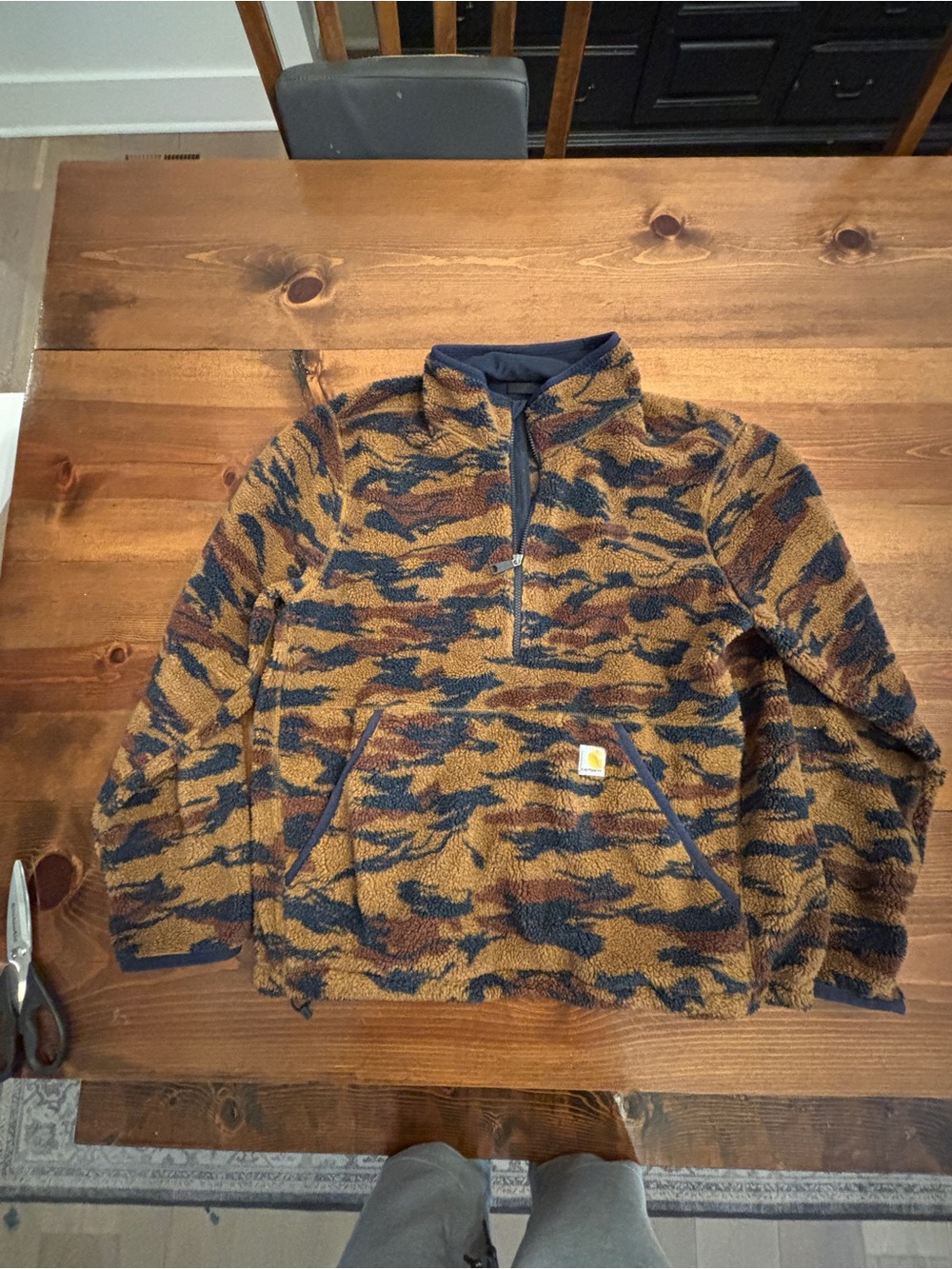 Carhartt Brown and Navy Camo Sherpa Quarter-Zip Pullover
